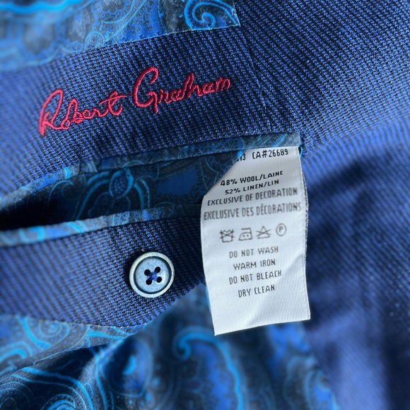 Robert Graham Blue Linen Cotton Blazer Jacket 44 40 - Picture 6 of 6